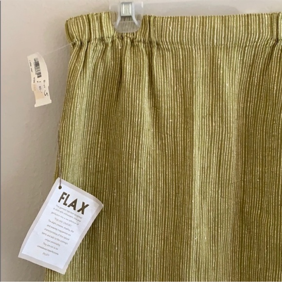 Flax Maxi Green Stripe Elastic Waist Skirt S - Picture 4 of 8